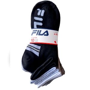 🧦NWT 10 Pack FILA socks. White, black & gray assorted colors lightweight